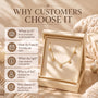 The image is an advertisement for a jewelry product, featuring a necklace displayed in a white box. The text above the image reads "WHY CUSTOMERS CHOOSE IT", and the text below the image provides information about the product, including its features and benefits.