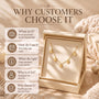 The image is an advertisement for a jewelry product, specifically a necklace, with a focus on the reasons why customers choose it.