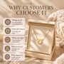 The image is an advertisement for a jewelry product, specifically a necklace, with a focus on the reasons why customers choose it.